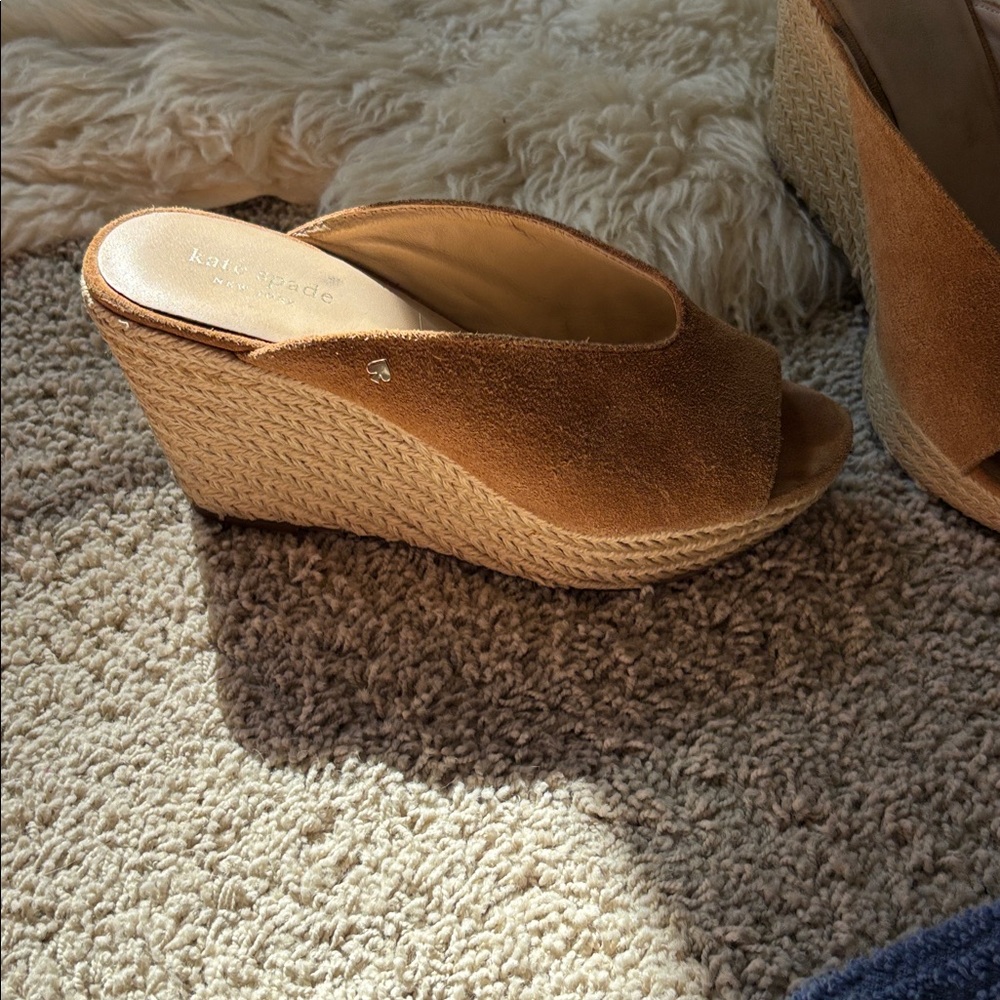 Kate Spade Tan Suede Espadrille Wedge Sandals - Picture 3 of 3